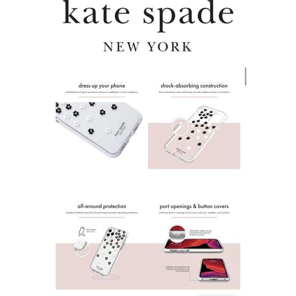 Kate Spade Scattered Flowers Gold Gems For iPhone 11 Pro / Xs Hard Shell Case - Picture 5 of 5